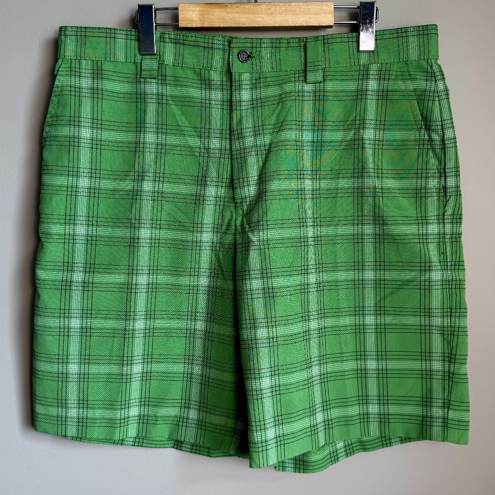 Izod Performx Men's Chino‎ Performance Plaid Golf Shorts Green 36 Outdoor FXG